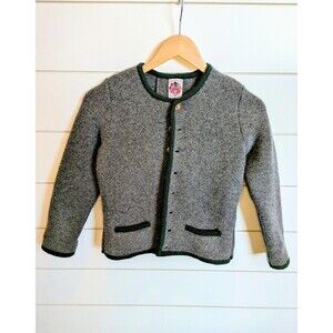 Vintage Original Lanz Girls Trachten Boiled Wool Cardigan Sweater Size 140 US 8